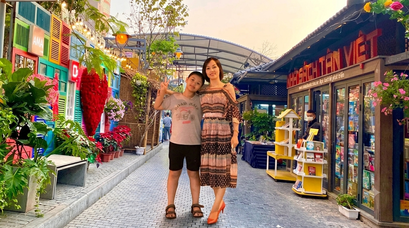 Minh Hoa và con trai